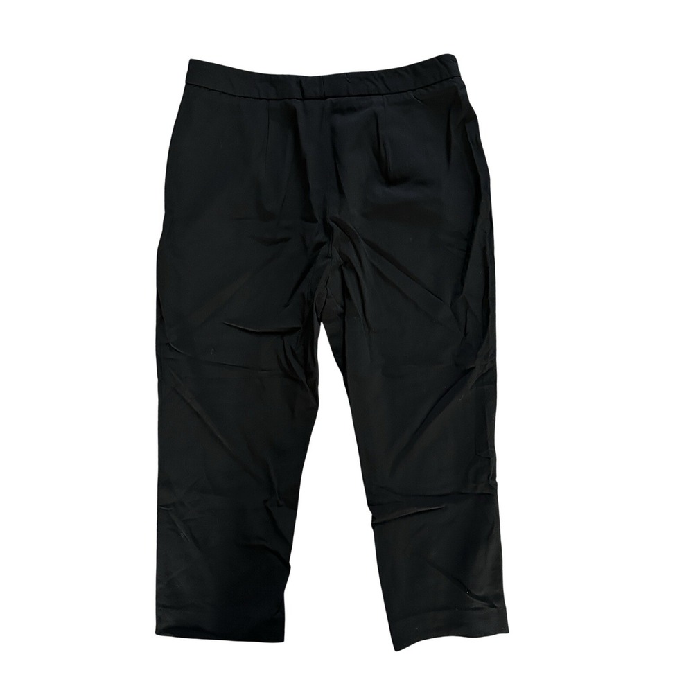 Allan Waller Wool Capri Pants Womens 10 Black Vintage Italy Stretch Cropped - Picture 9 of 9